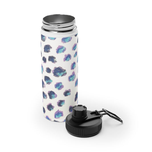 Blue Cheetah Stainless Steel Water Bottle, Sports Lid