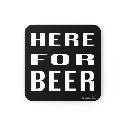 Here for Beer Corkwood Coaster Set of 4