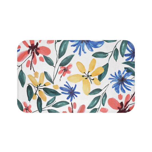 Watercolor Floral Printed Bath Mat