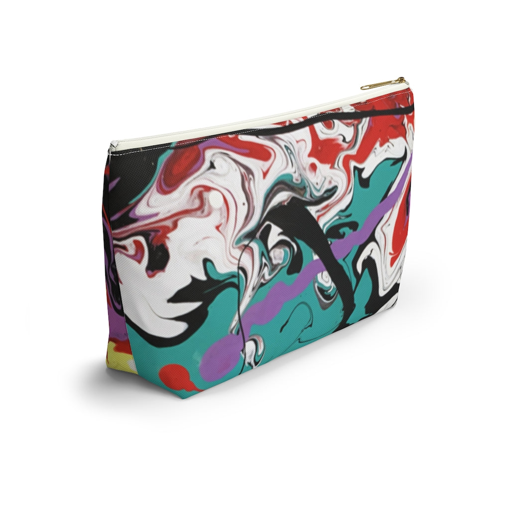 Abstract Art Printed Accessory Pouch w T-bottom