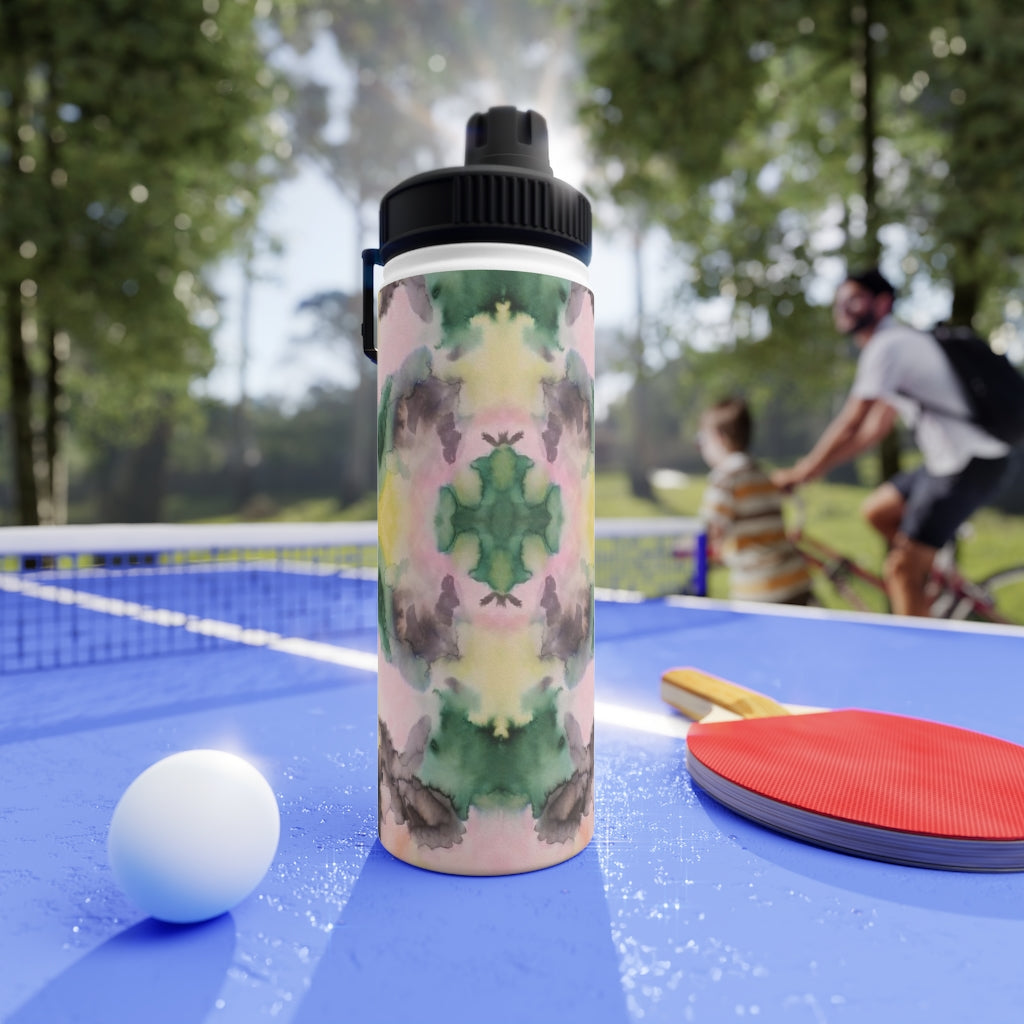 Watercolor Camo Stainless Steel Water Bottle, Sports Lid