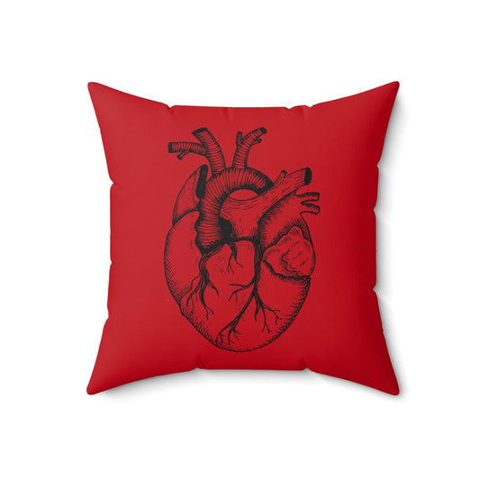 Red - Black Human Heart Halloween Faux Suede Square Pillow - 2 sided