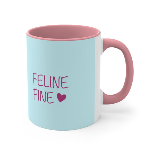 Feline Fine Kitty Cat Accent Coffee Mug, 11oz