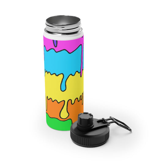 Drip Stripe Stainless Steel Water Bottle, Sports Lid