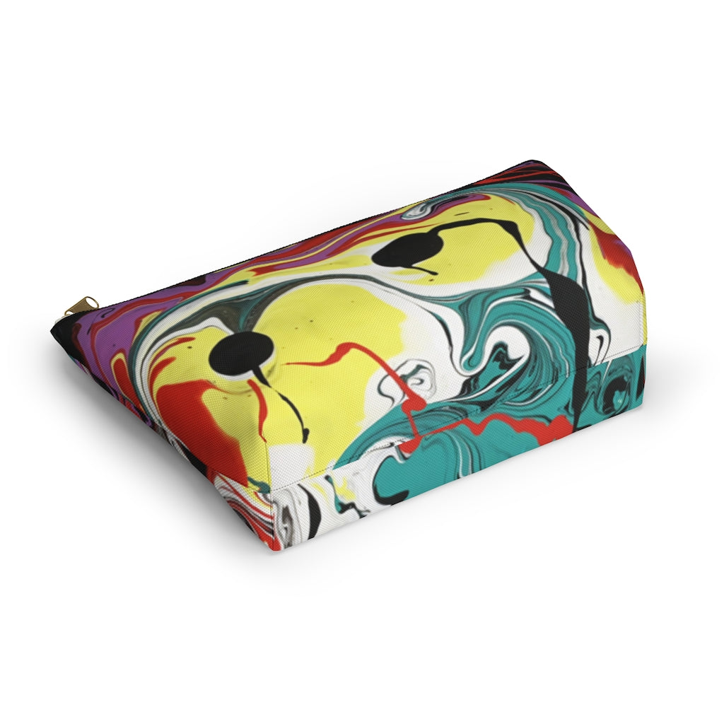 Abstract Art Printed Accessory Pouch w T-bottom