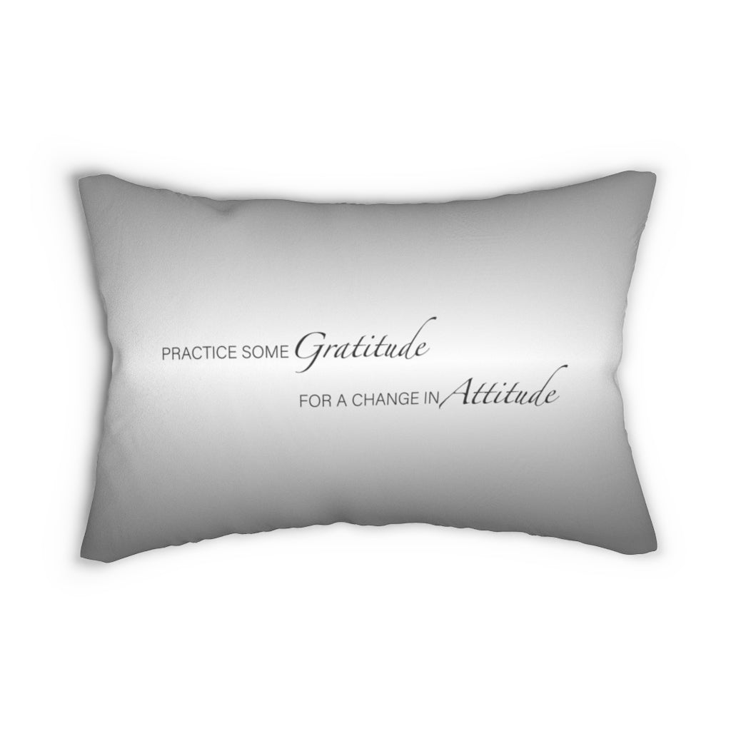 Gratitude Attitude GREY Spun Polyester Lumbar Pillow 14"x20"