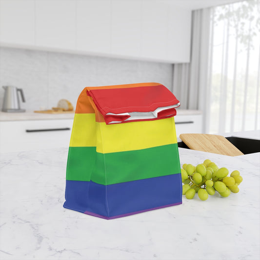 Rainbow Stripe Printed Polyester Lunch Bag