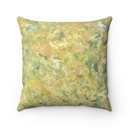 Spring Greens Faux Suede Square Pillow