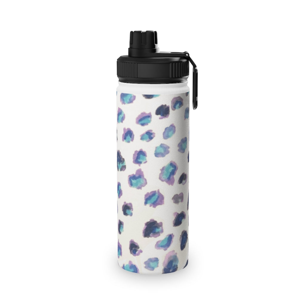 Blue Cheetah Stainless Steel Water Bottle, Sports Lid