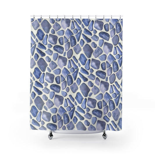 Blue Giraffe Printed Shower Curtains