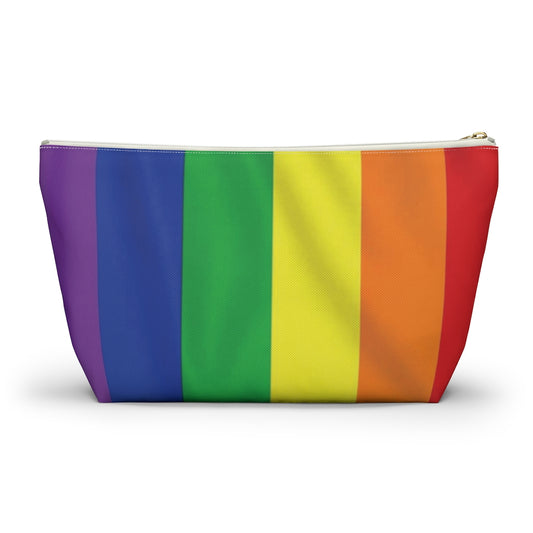 Rainbow Stripe Printed Accessory Pouch w T-bottom