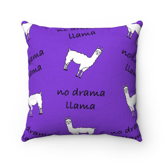 No Drama Llama PURPLE Faux Suede Square Pillow