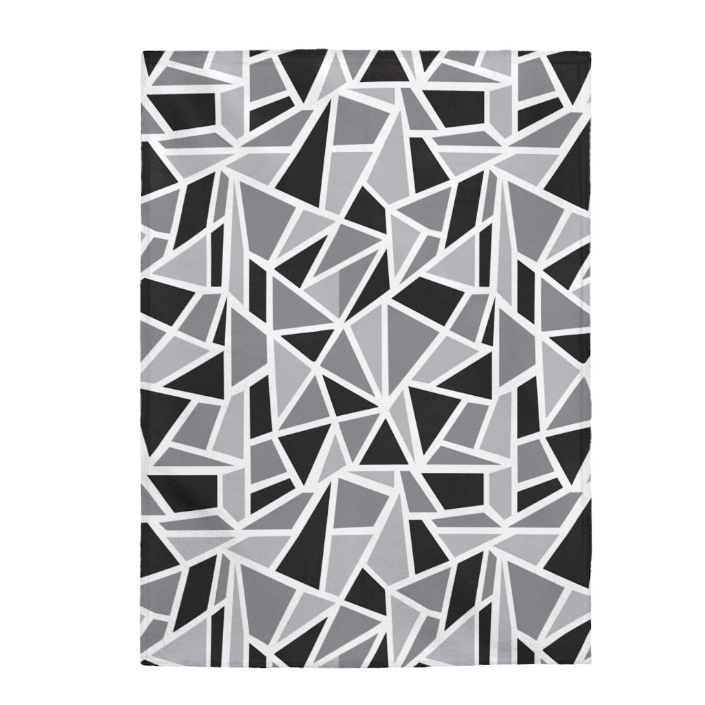 Shattered Black & White Geo Velveteen Plush Blanket