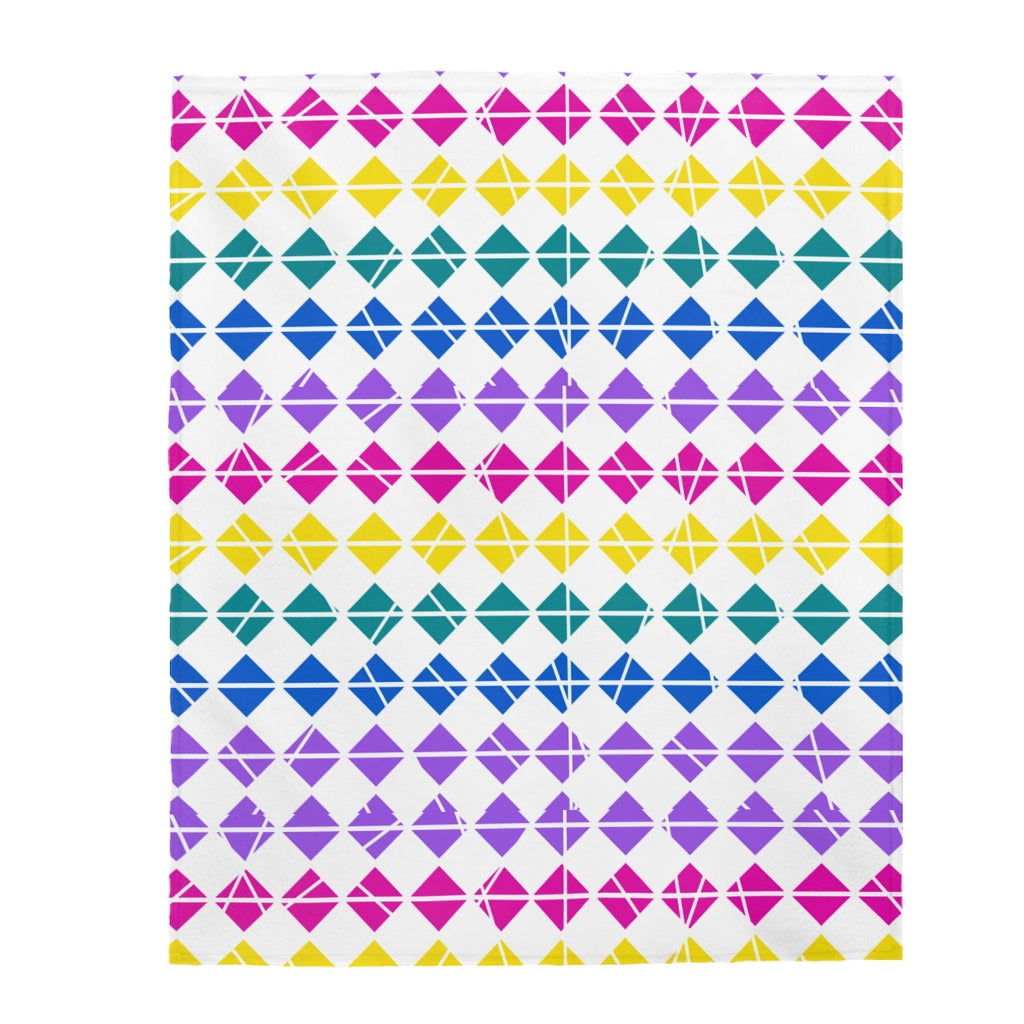 Rainbow Diamond Geo Printed Velveteen Plush Blanket