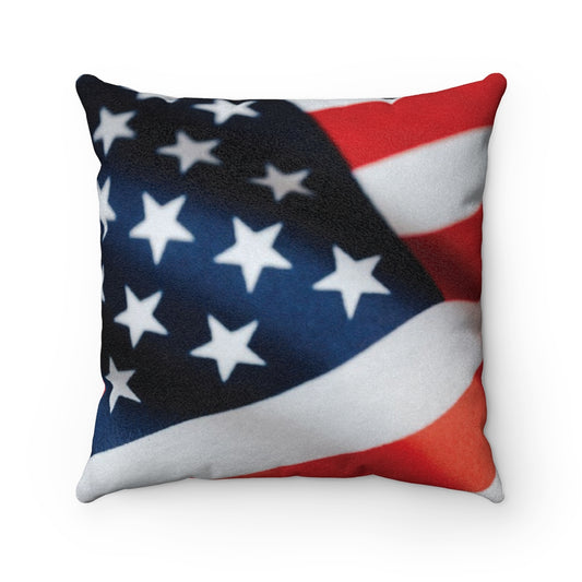 American Flag Faux Suede Square Pillow
