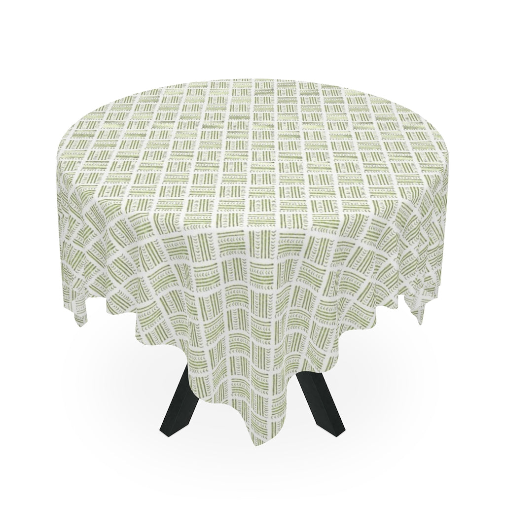 Watercolor Basketweave Printed Table Cloth